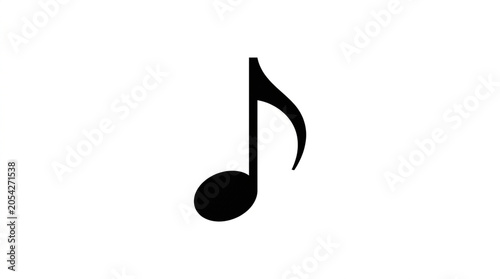 Minimalist black music note symbol on white background vector illustration