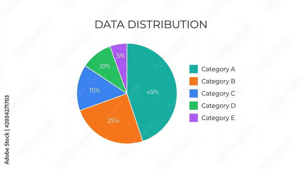 Fototapeta premium Colorful Data Distribution Pie Chart Minimal Vector Illustration