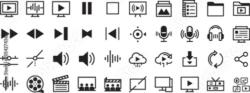 Set of multimedia and video player icons