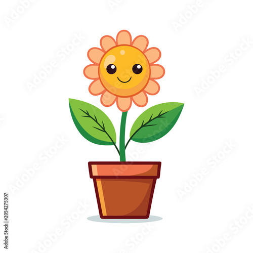 Smiling Plant Pot Cartoon Vector Design