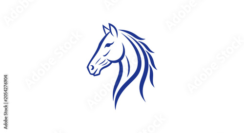 Foto Horse Head Illustration in Blue Color.