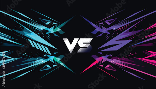 Photos Futuristic digital battle showdown with neon light rays abstract background