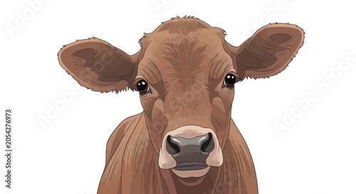 Cuadro en lienzo Brown Cow Portrait Close Up Face.