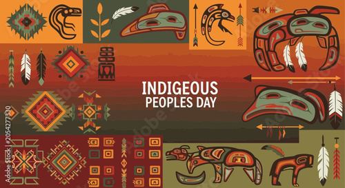 Schilderij op canvas Indigenous Peoples Day Cultural Patterns.