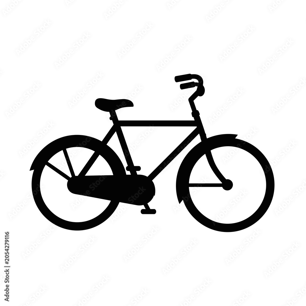 Fototapeta premium Solid black bicycle silhouette side view vector