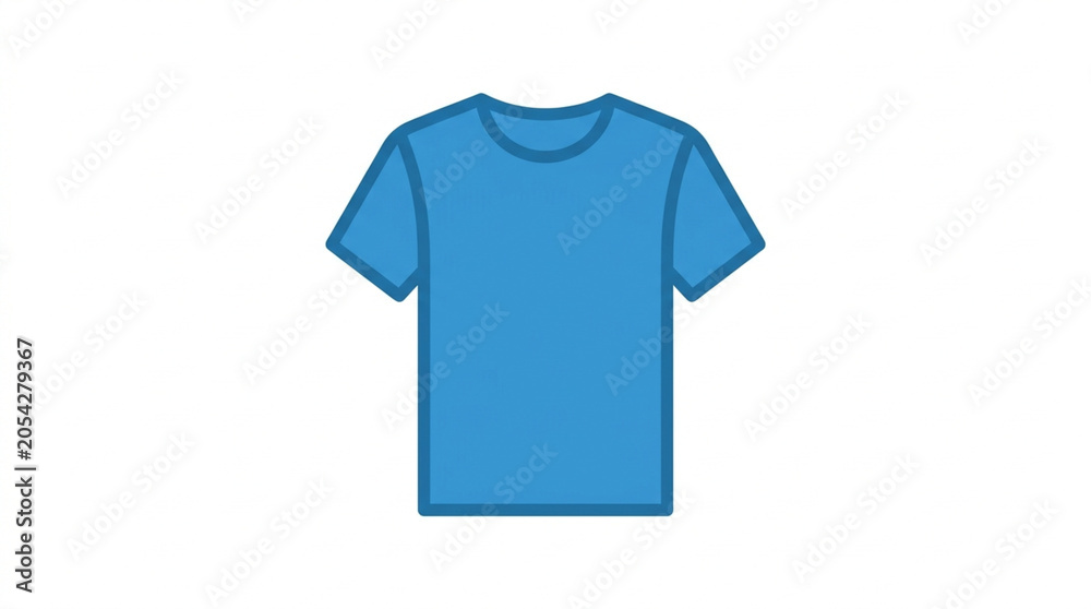 Naklejka premium Blank Light Blue Cotton T-Shirt Isolated on White Background Minimalist Style