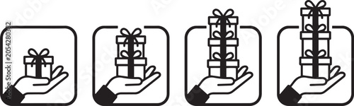 Hand Holding Stacked Gift Boxes  Increasing Size Progression