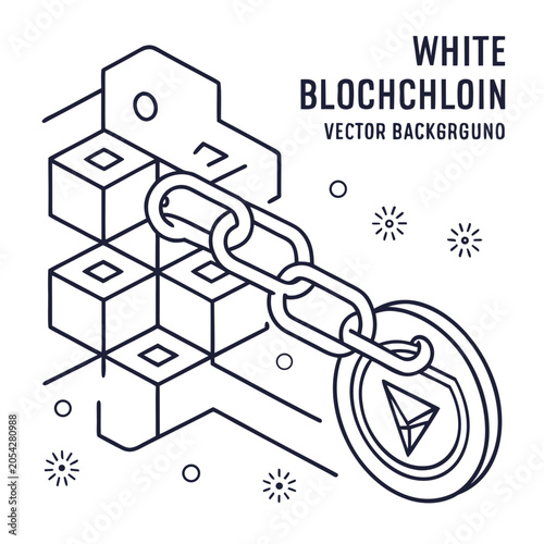 Valokuva Abstract blockchain technology concept with interconnected blocks and metal chai