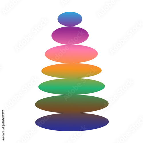 A stack of colorful gradient ovals in a rainbow color scheme on a white background. Resizable and Editable. EPS, 10