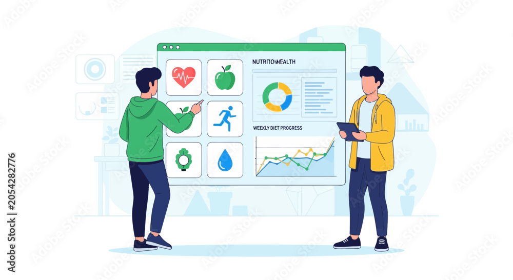Obraz premium Health Tracking Dashboard with Nutrition and Fitness Analytics