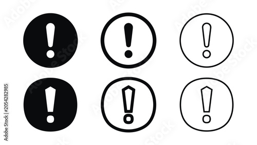 Photos exclamation mark of warning attention in circle icon silhouette vector, bold out
