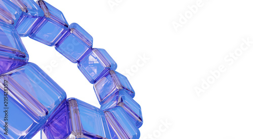 Transparent blue glass blocks forming abstract technology network