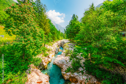 Bild auf Leinwand Male Korita or small canyon of Soca river near Bovec in Slovenia