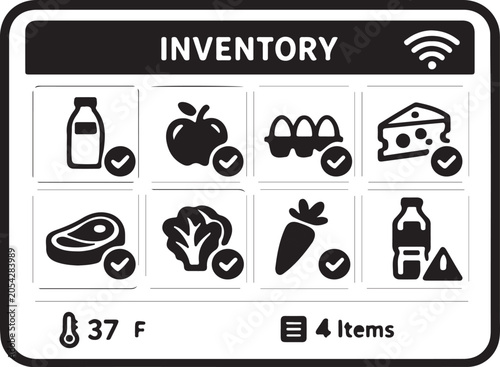 Smart Refrigerator Food Inventory Interface
