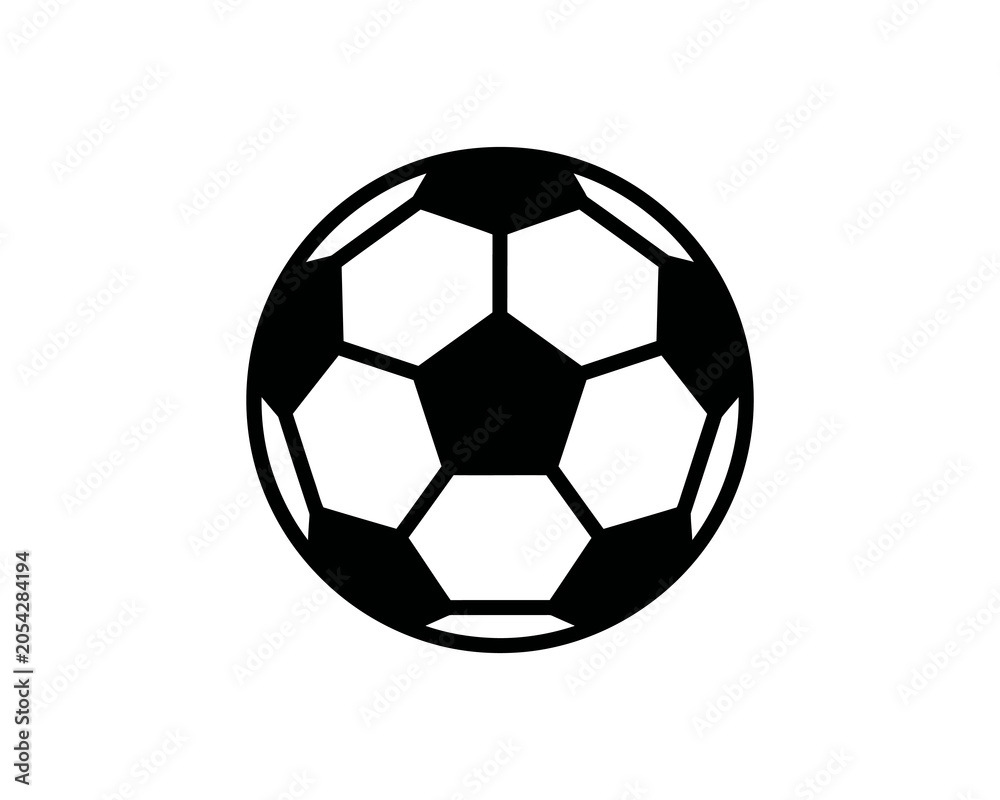 Fototapeta premium Soccer ball vector icon logo design template, football ball isolated on white background, black and white minimal simple style.