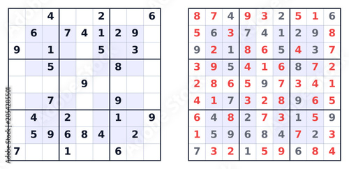 Sudoku puzzle 9x9 medium level for adults printable with answers A4