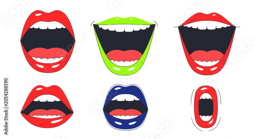Foto Colorful Lips and Mouths Smiling Faces.