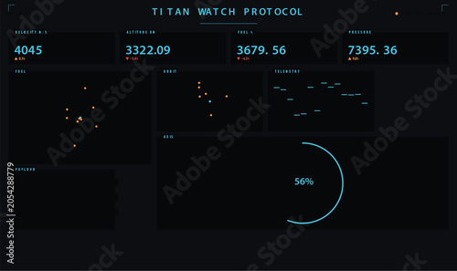 Quadro su tela Titan watch protocol futuristic hud interface with data analytics vector illustr