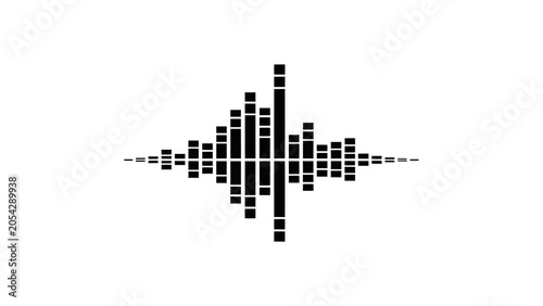 Black pixelated sound wave graphic design.