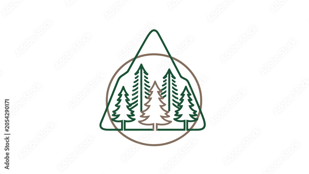 Fototapeta premium a green and brown logo of trees.