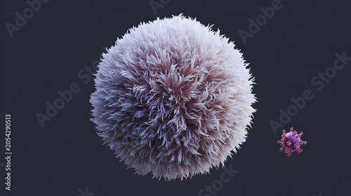 Giant Mimivirus displayed next to smaller virus for size comparison