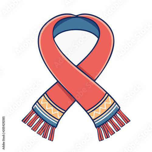 Red scarf flat vector illustration