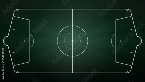 Soccer Field Illustration with White Lines on Dark Green Background