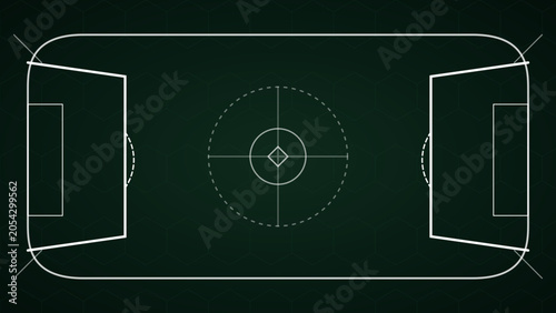 Soccer Field Diagram Layout with Center Circle on Dark Green Background