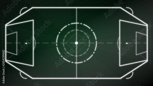 Futuristic Neon Soccer Field with High-Tech Design Elements