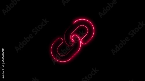 Neon pink chain link glowing on black background connection symbol glowing chain link neon sign pink neon