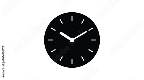 Quadro em tela Black clock face silhouette on a white background simple timekeeping design