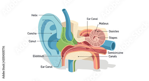 Tableau sur toile human ear anatomy diagram