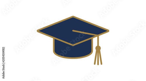 Εκτύπωση καμβά Dark blue graduation cap with gold trim and tassel.