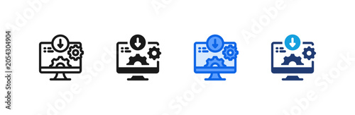 Software Installation System Update Icon multiple style collection. Vector illustration.