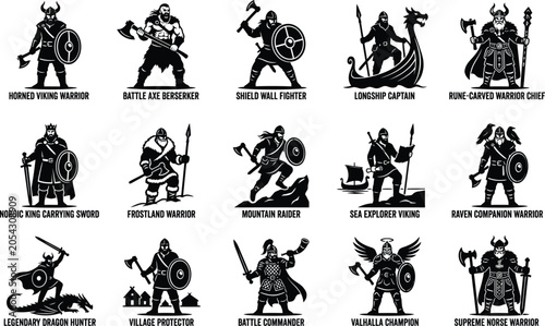 Foto Viking warrior silhouette collection 12 unique designs