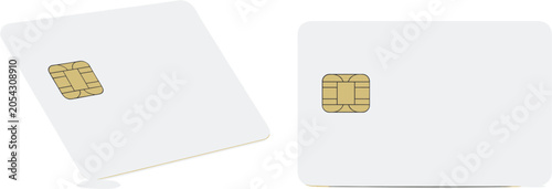 Fotografija SIM Card Mockup Template Set, Blank Mobile Chip Cards for Telecom Network Vector