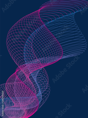 Wave background. Grid. An array with dynamic particle Curved ribbons. Hardcover book layout Designed for posters or banners for sports competitions.