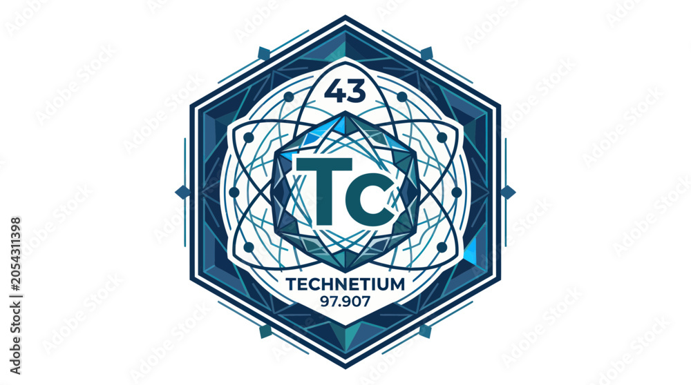 Fototapeta premium Technetium Tc 43 Periodic Table Element Abstract Geometric Design