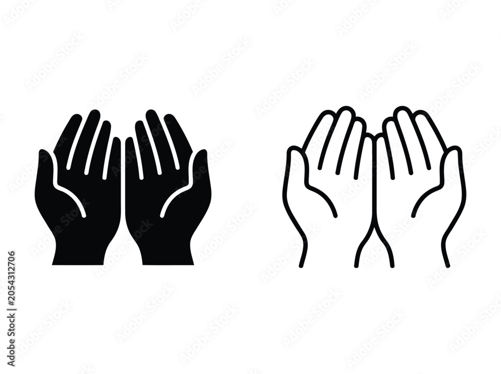 Obraz premium Black and white clapping hand icons Vector