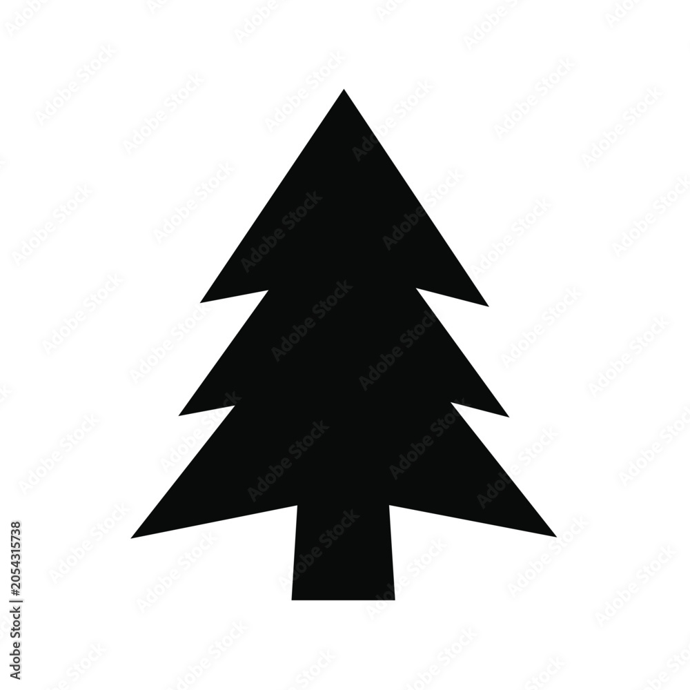 Obraz premium Stylized black silhouette of a fir tree representing winter forest nature and environmental concepts isolated on white background