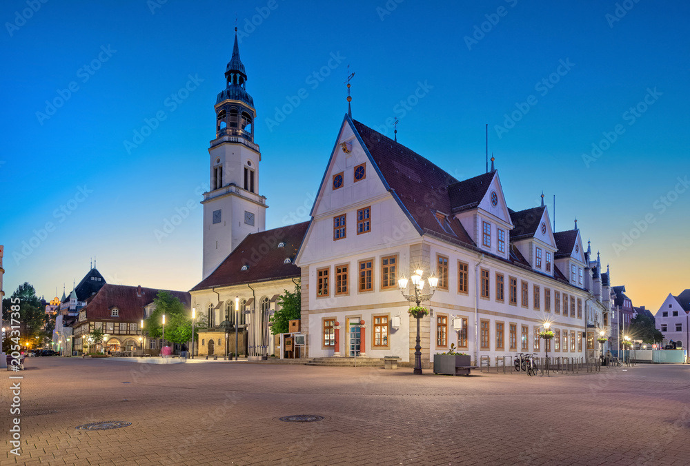Fototapeta premium Celle, Germany - view of Old Town Hall (Altes Rathaus) at dusk
