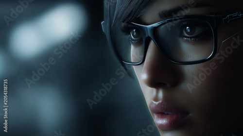 Dibujo estilo manga de una chica con gafas