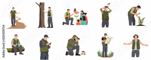 Εκτύπωση καμβά Professional Park Rangers and Foresters Set in Various Outdoor Activities such a
