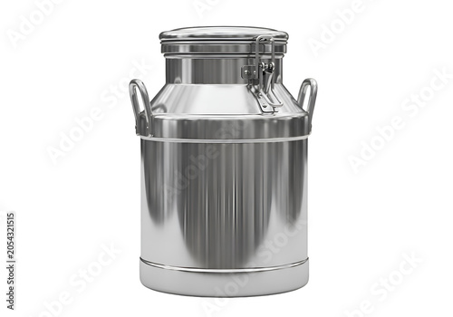 Vintage Stainless Steel Milk Churn Container with Handles and Latch on white background , Isolated on Transparent Background, PNG, Generative AI