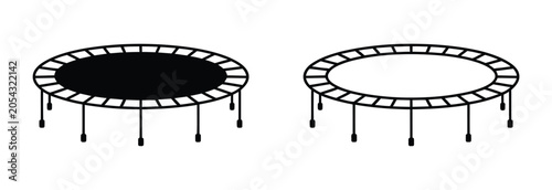 Photos Simple round trampoline illustration set, black and white vector collection feat