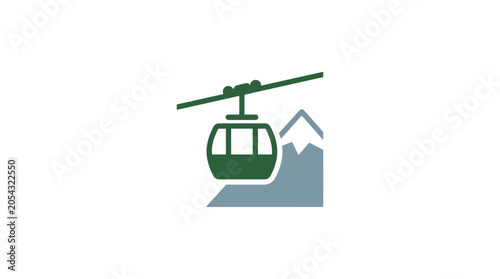 Minimalist Cable Car Icon with Mountain Peak