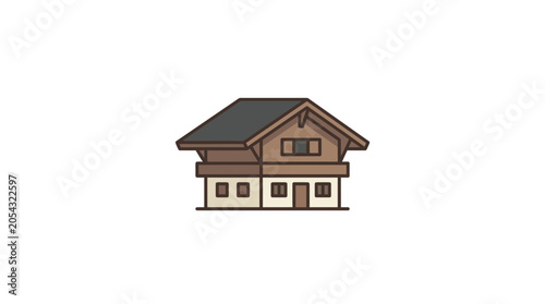 Minimalist Chalet Icon Vector Illustration