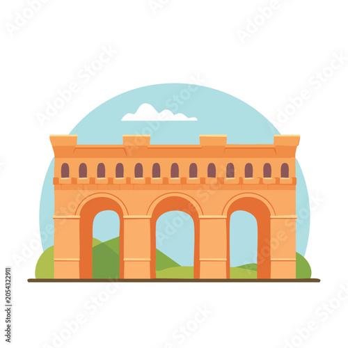 Flat illustration of a stone bridge