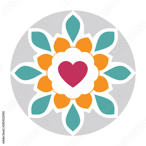 Floral Design with Heart Vector Illustration