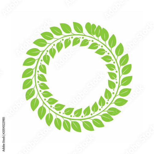 Green Leaf Wreath Vector Illustration